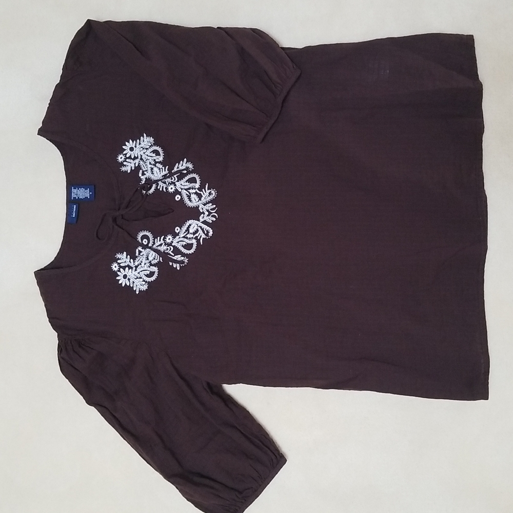 Chocolate brown embroidered tunic